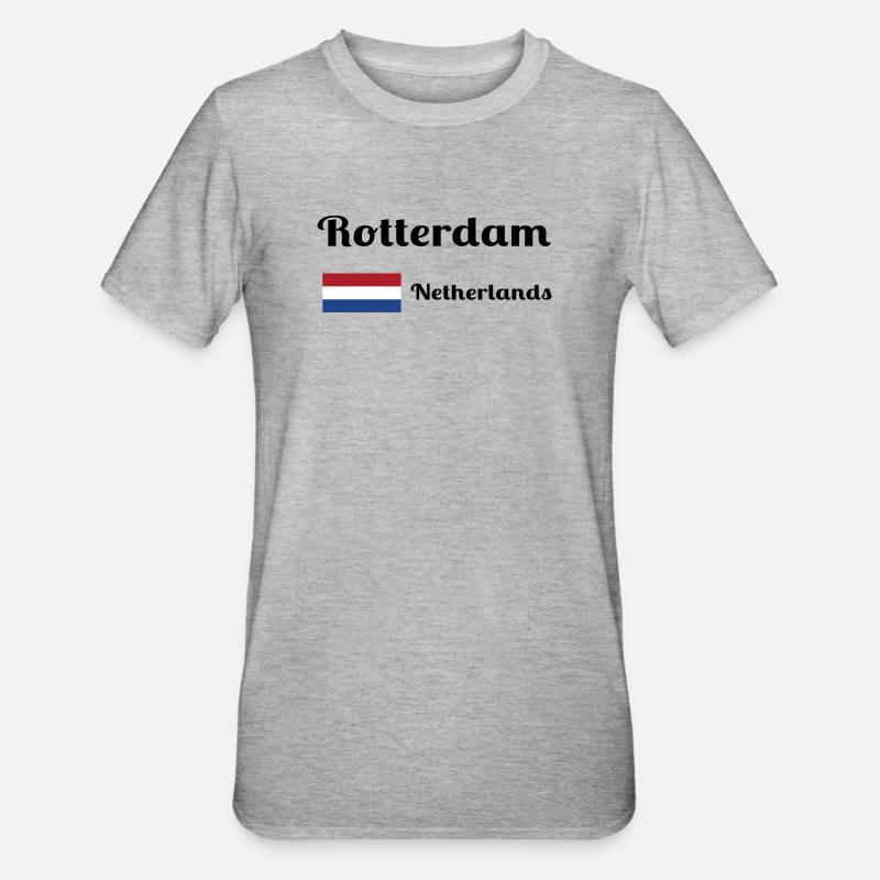 Rotterdam Pays-Bas - Imprimés élégants - T-shirt polycoton Unisexe - gris chiné