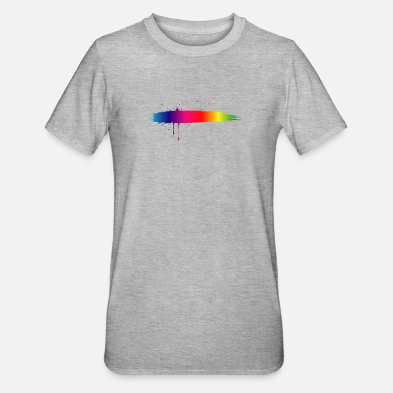 Rainbow Brush Stroke Gradient Splash - Unisex Polycotton T-Shirt - heather grey