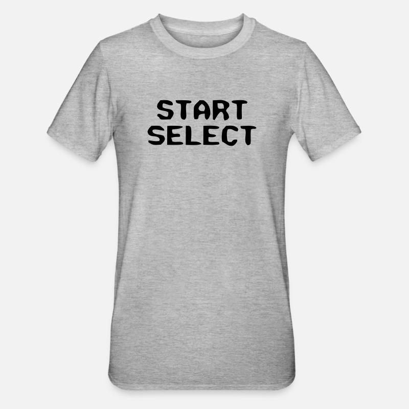 Start Select 8-Bit Text - Unisex Polycotton T-Shirt - heather grey