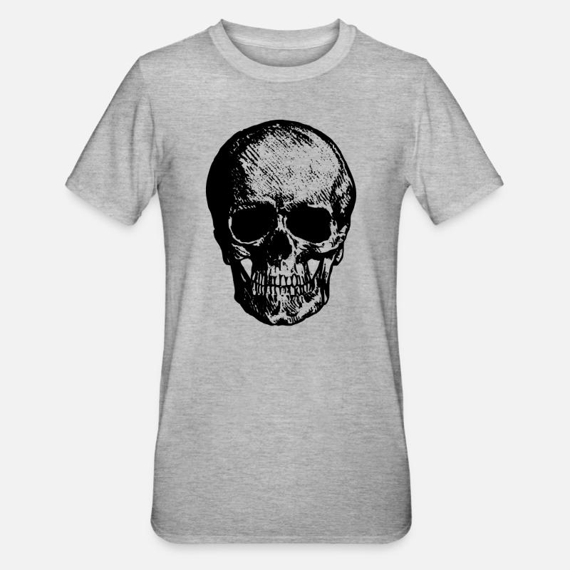 Crâne - Crâne noir - T-shirt polycoton Unisexe - gris chiné