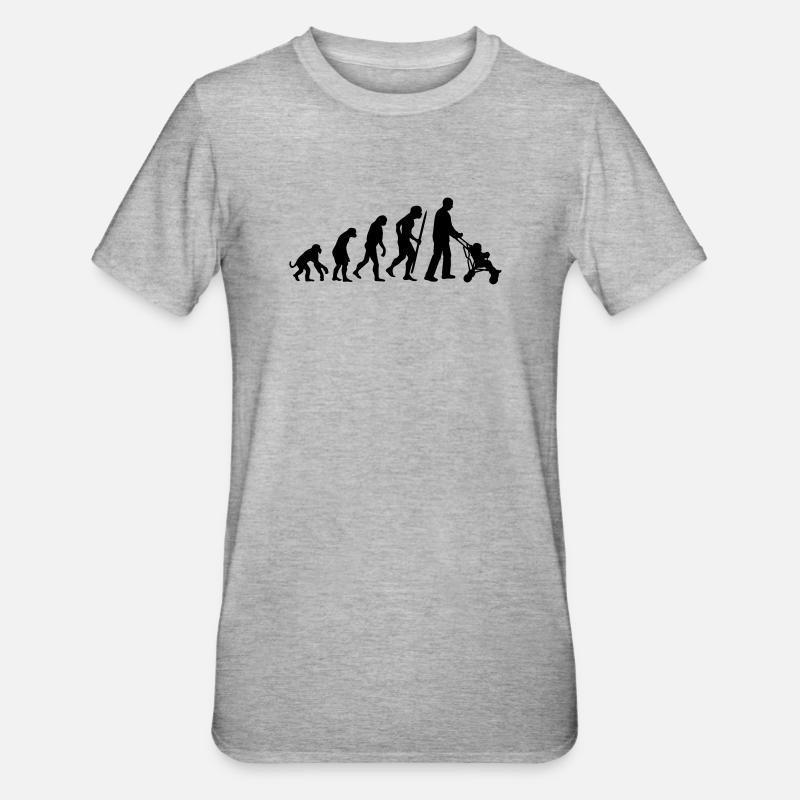 Evolution de la super-papa - T-shirt polycoton Unisexe - gris chiné