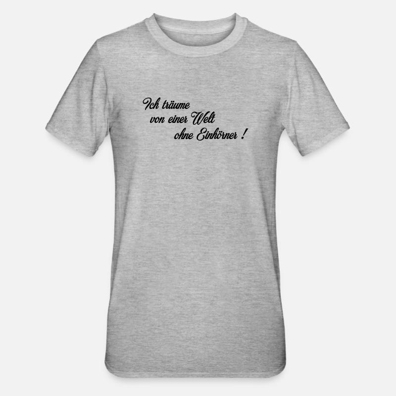 Welt ohne Einhoerner - Unisex Polycotton T-Shirt - Grau meliert