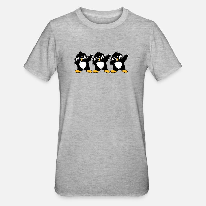 Dab Team Pinguin - Unisex Polycotton T-Shirt - Grau meliert