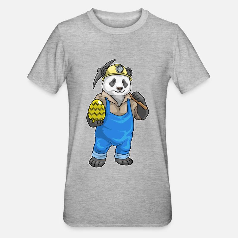 Panda Easter Mining - T-shirt polycoton Unisexe - gris chiné