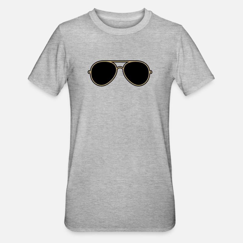 Ikoniske guld- og sorte pilotbriller - Unisex polycotton T-shirt - grå meleret