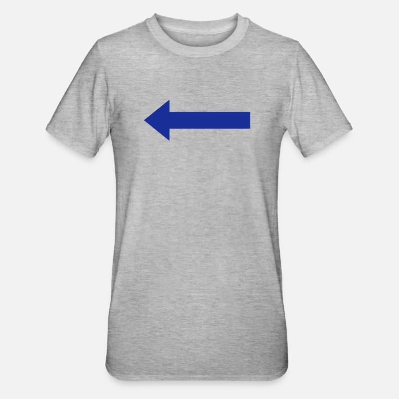 Blauer Pfeil nach links - Unisex Polycotton T-Shirt - Grau meliert