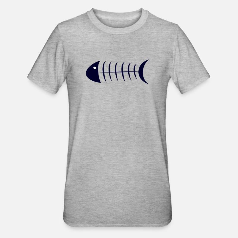 Fisch - Unisex Polycotton T-Shirt - Grau meliert