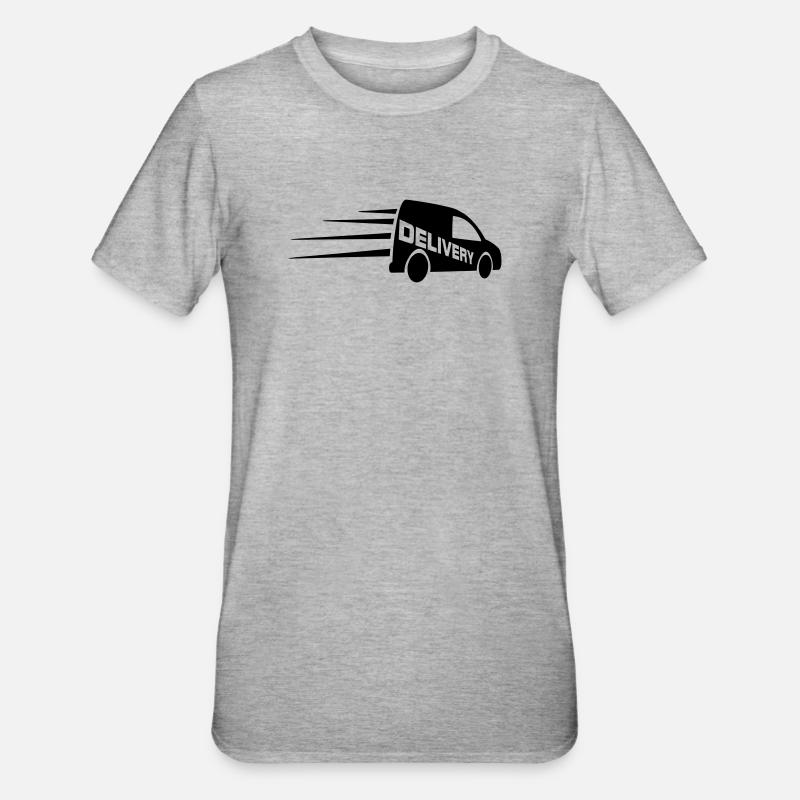 Logo de fourgonnette avec texte découpé - T-shirt polycoton Unisexe - gris chiné