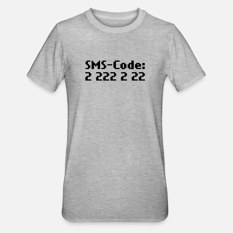sms-code 2 222 2 22 - Unisex Polycotton T-Shirt - Grau meliert