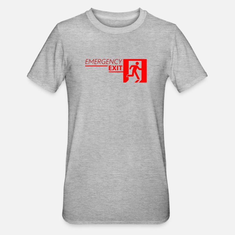 Emergency EXIT Classic Red - Unisex Polycotton T-Shirt - heather grey