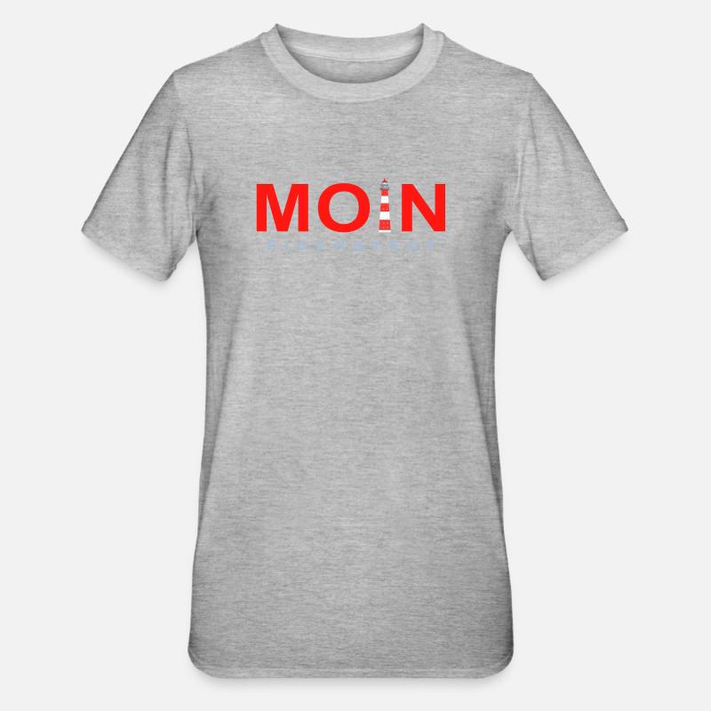 Moin Eiderstedt, Leuchtturm Westerheversand - Unisex Polycotton T-Shirt - Grau meliert