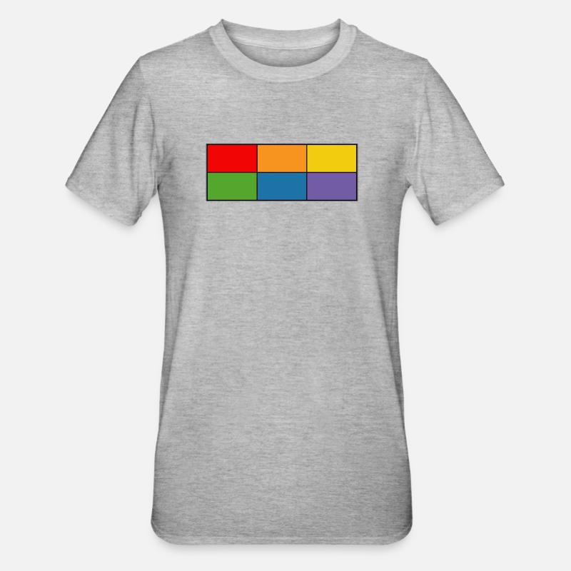 LGBT_Regenbogen_Farbblock-Raster  - Unisex Polycotton T-Shirt - Grau meliert