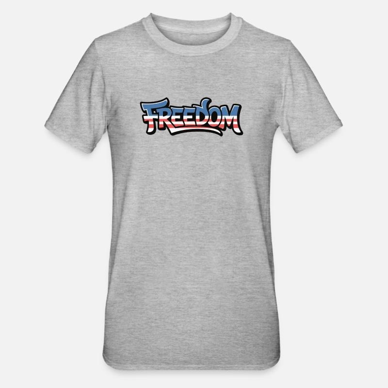 Freedom Typografie Statement Design - Unisex Polycotton T-Shirt - Grau meliert