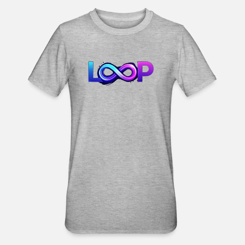 Neon Loop Infinity - Unisex Polycotton T-Shirt - heather grey