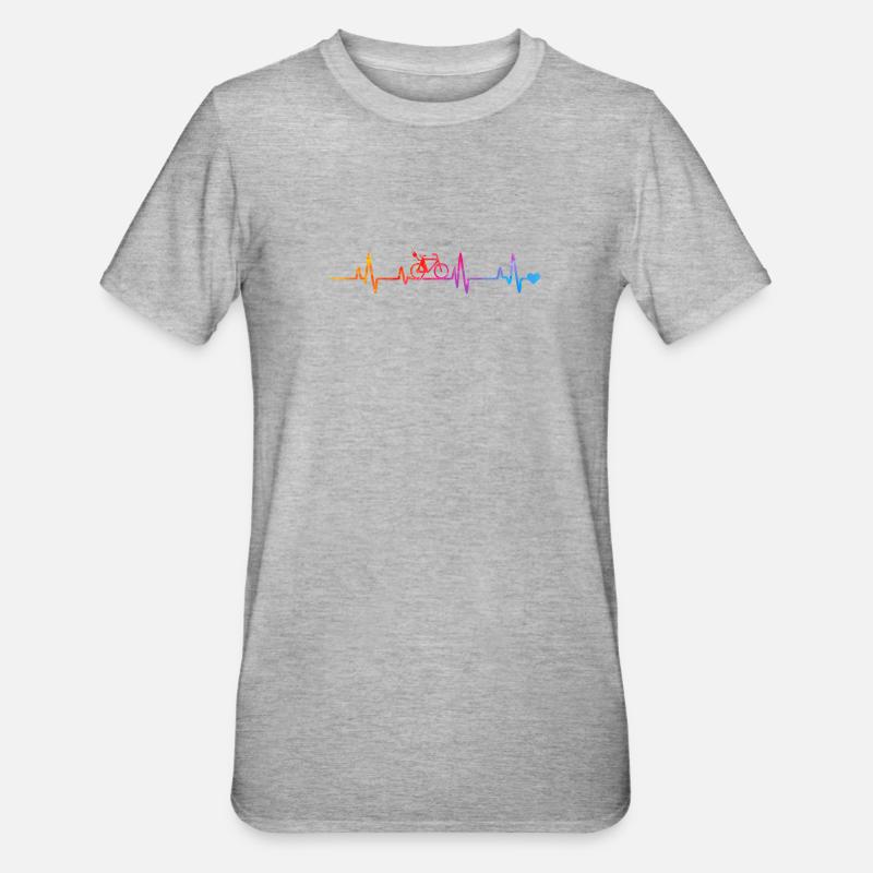 Lignes d’impulsion de vélo arc-en-ciel - T-shirt polycoton Unisexe - gris chiné