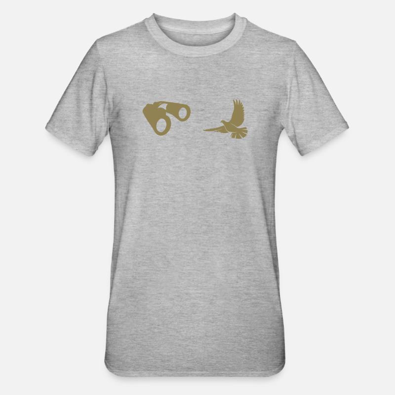 Minimalist Bird Watching Silhouette - Unisex Polycotton T-Shirt - heather grey