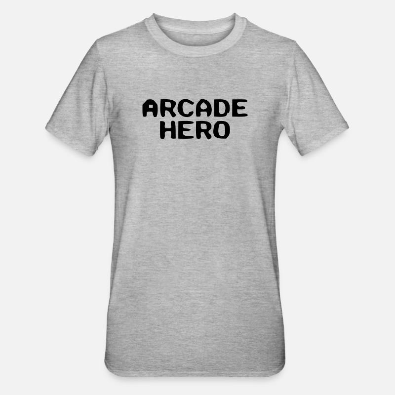 Lettrage rétro Arcade Hero - T-shirt polycoton Unisexe - gris chiné