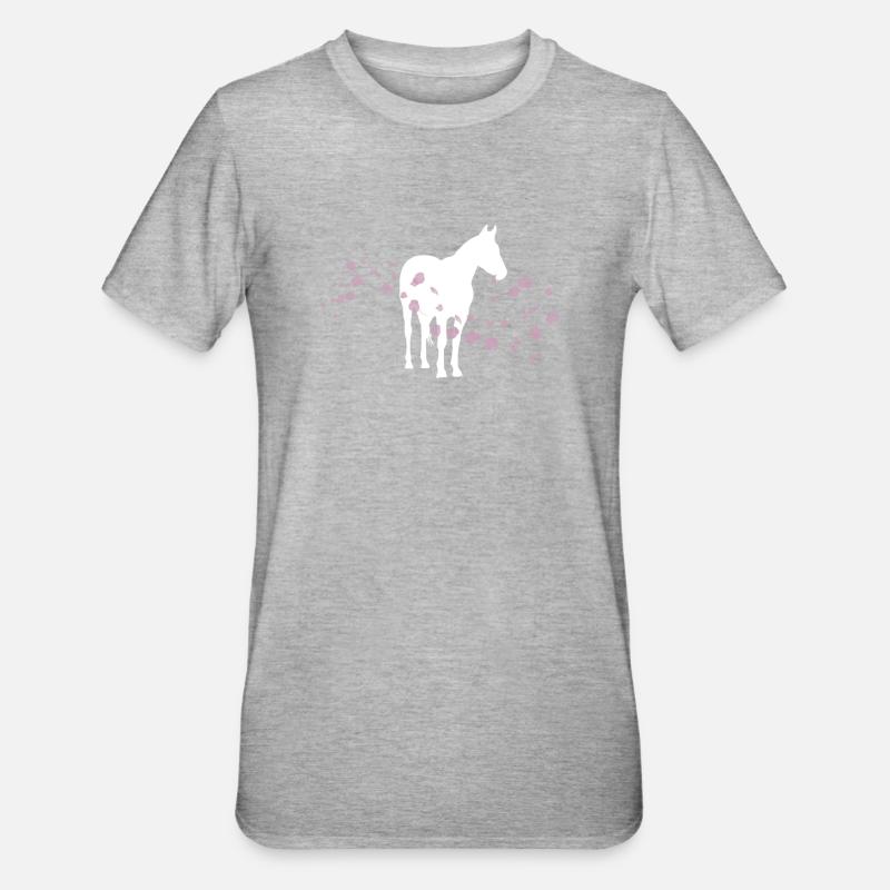 Kirschblütenpferd / Reiten - Unisex Polycotton T-Shirt - Grau meliert