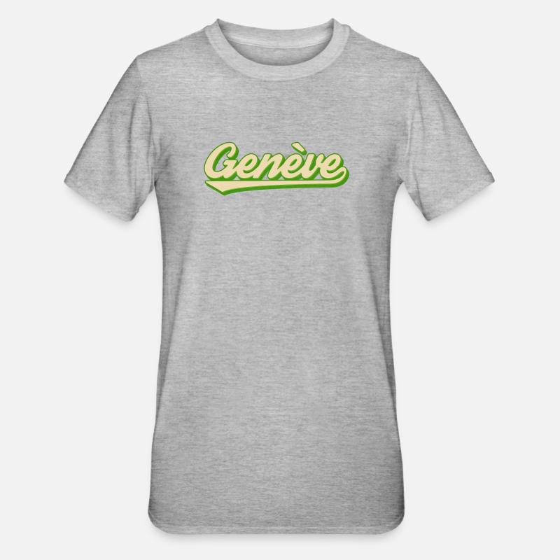 Genève Retro Script Lime - Unisex Polycotton T-Shirt - heather grey