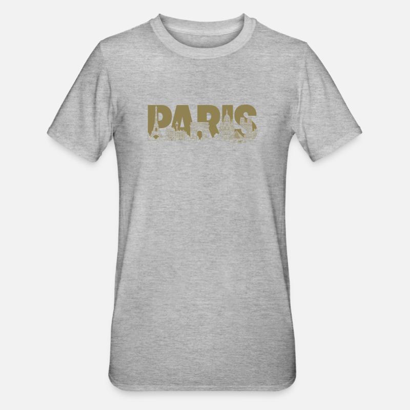 Paris Frankreich Eiffelturm Triumphbogen  - Unisex Polycotton T-Shirt - Grau meliert
