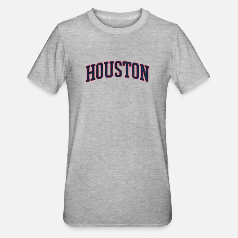 Houston Varsity Bogen Schriftzug - Unisex Polycotton T-Shirt - Grau meliert