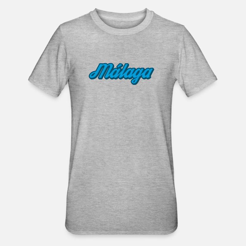 Malaga Coastal Script Bleu - T-shirt polycoton Unisexe - gris chiné