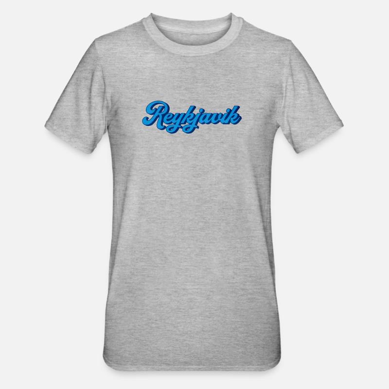 Reykjavik Blue Script Logo - Unisex Polycotton T-Shirt - heather grey