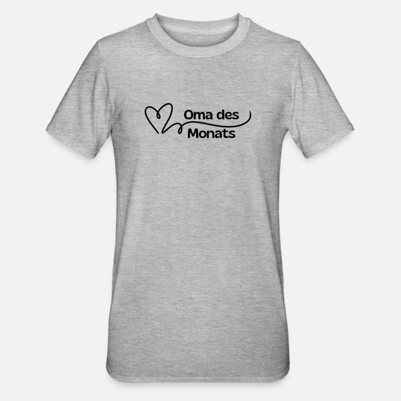 Oma des Monats Herz - Unisex Polycotton T-Shirt - Grau meliert