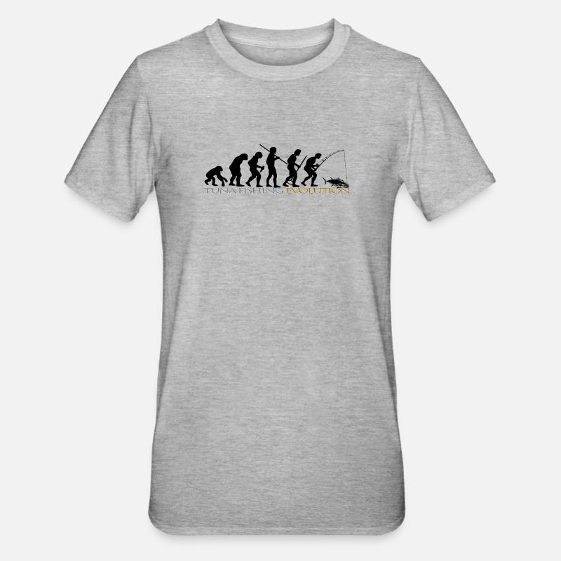 ÉVOLUTION DE LA PÊCHE - T-shirt polycoton Unisexe - gris chiné