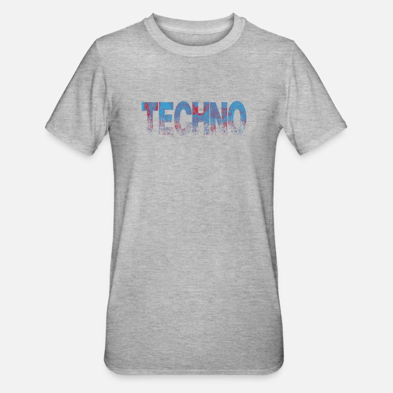 Techno Distressed Text Art - Unisex Polycotton T-Shirt - heather grey