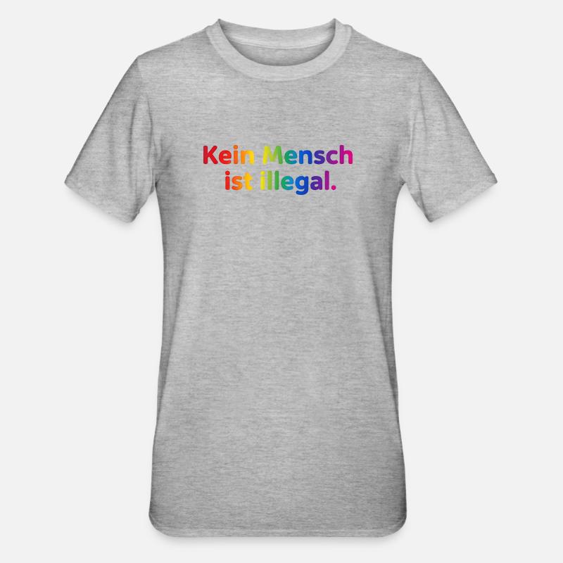 Rainbow Botschaft Kleidung - Unisex Polycotton T-Shirt - Grau meliert