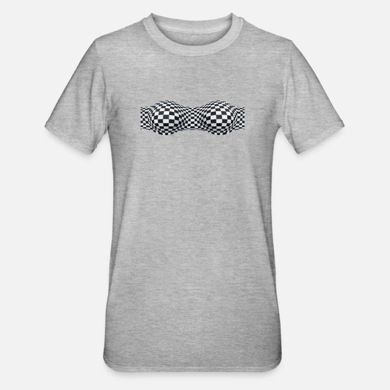 Folded Checkered Patterns - Unisex Polycotton T-Shirt - heather grey