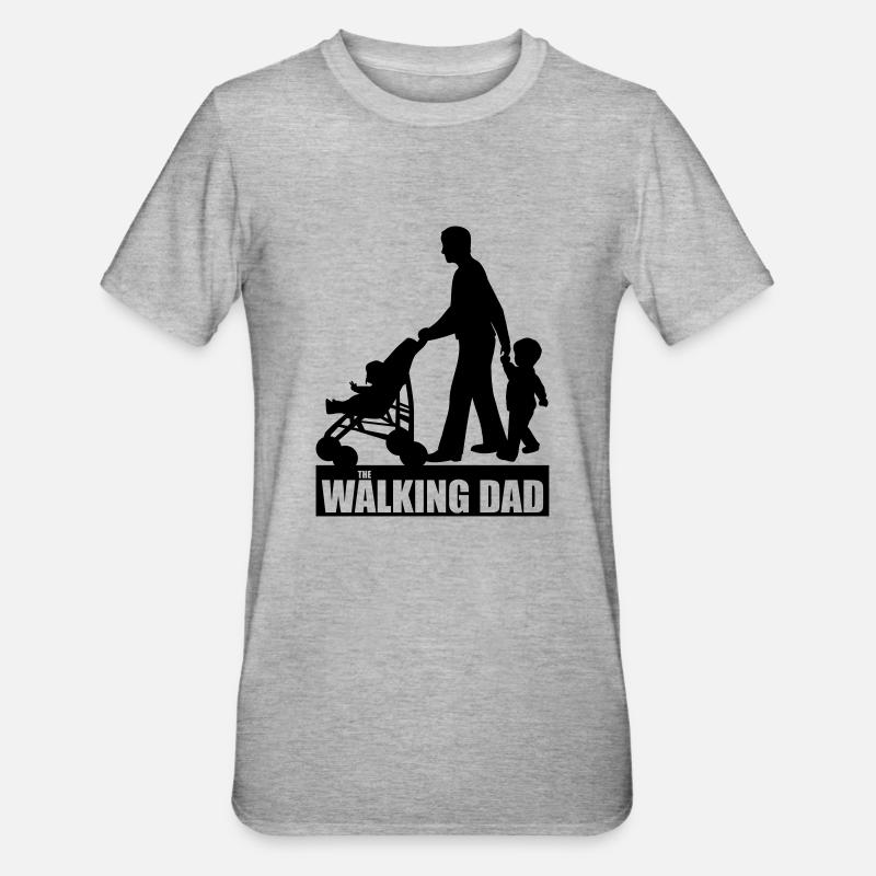 Walking Dad 2 - Unisex Polycotton T-Shirt - Grau meliert