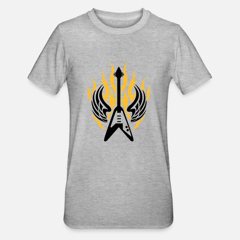 guitar wing flame - Unisex Polycotton T-Shirt - heather grey