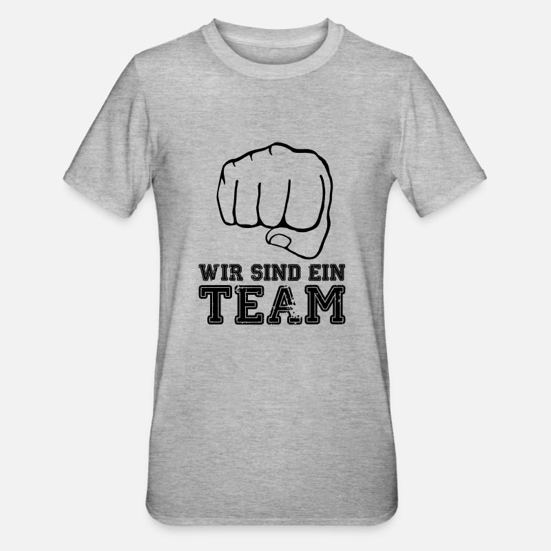 wir_sind_ein_team_faust - Unisex Polycotton T-Shirt - Grau meliert