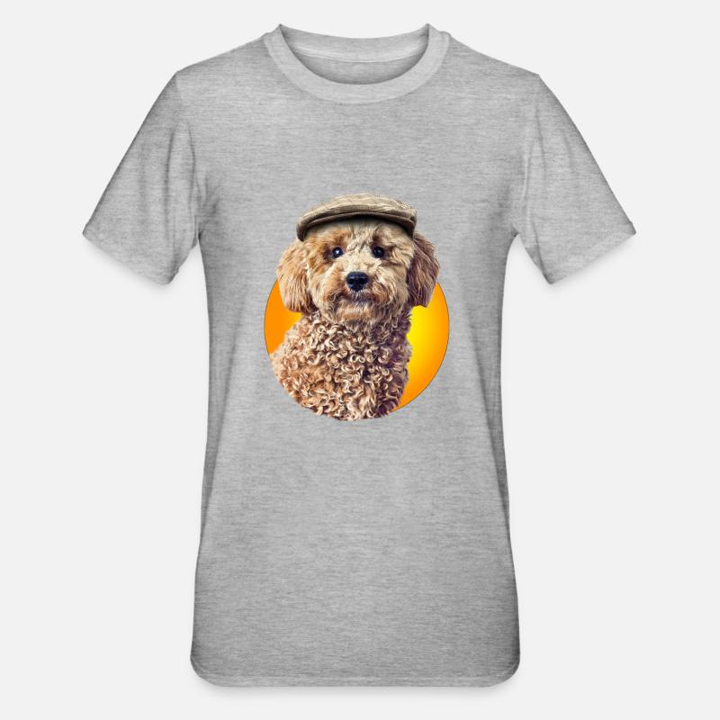 Pepe caniche avec bonnet - T-shirt polycoton Unisexe - gris chiné