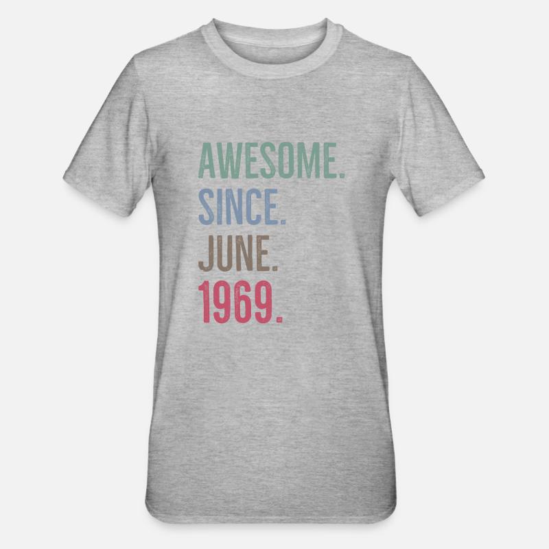 Awesome seit Juni 1969 - Unisex Polycotton T-Shirt - Grau meliert