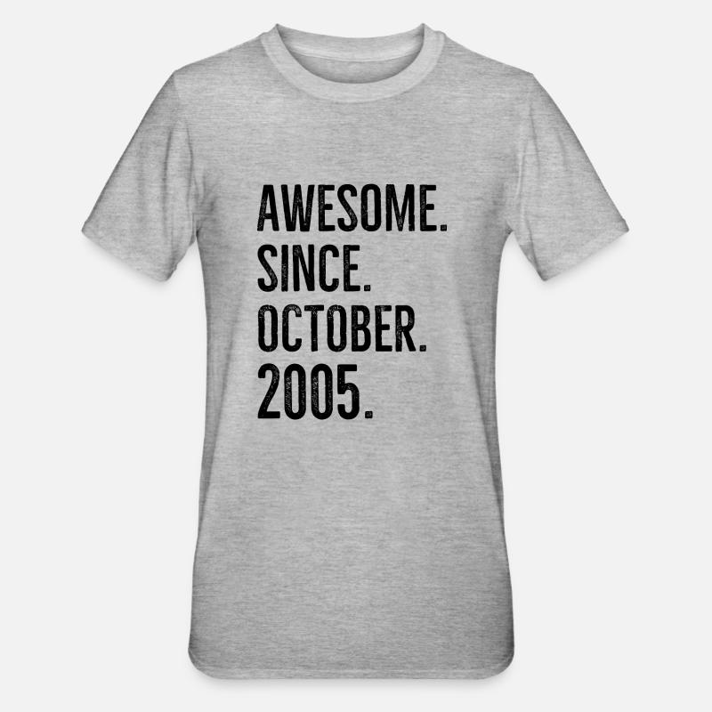 Awesome Since October 2005 - Unisex Polycotton T-Shirt - heather grey