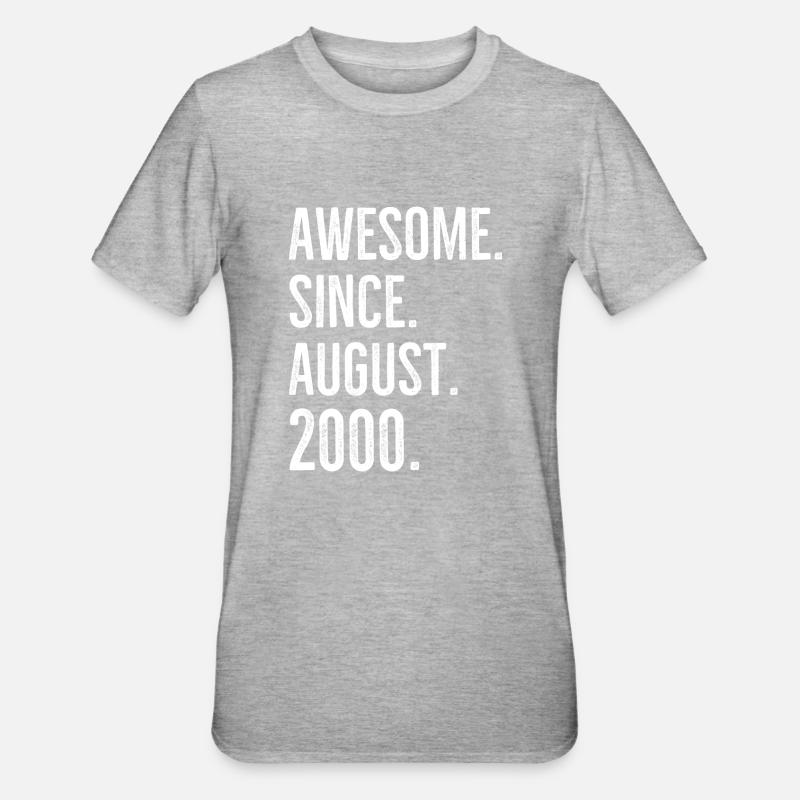 Awesome Since August 2000 - Unisex Polycotton T-Shirt - heather grey