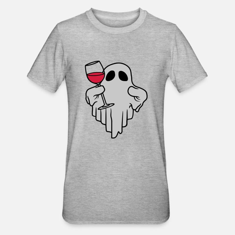 Wein trinkender Geist Comic - Unisex Polycotton T-Shirt - Grau meliert