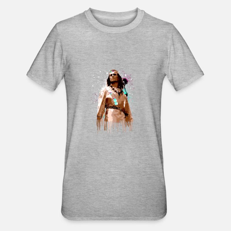 Winnetou,Indien,Illustration,Graffiti - T-shirt polycoton Unisexe - gris chiné