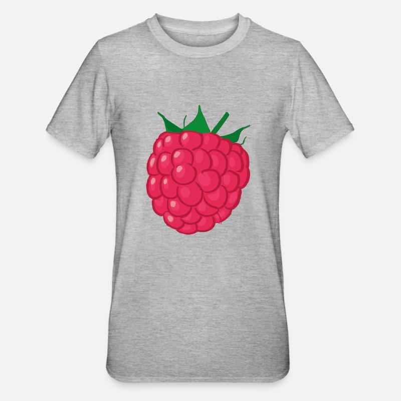 Himbeere Illustration Geschenkidee - Unisex Polycotton T-Shirt - Grau meliert