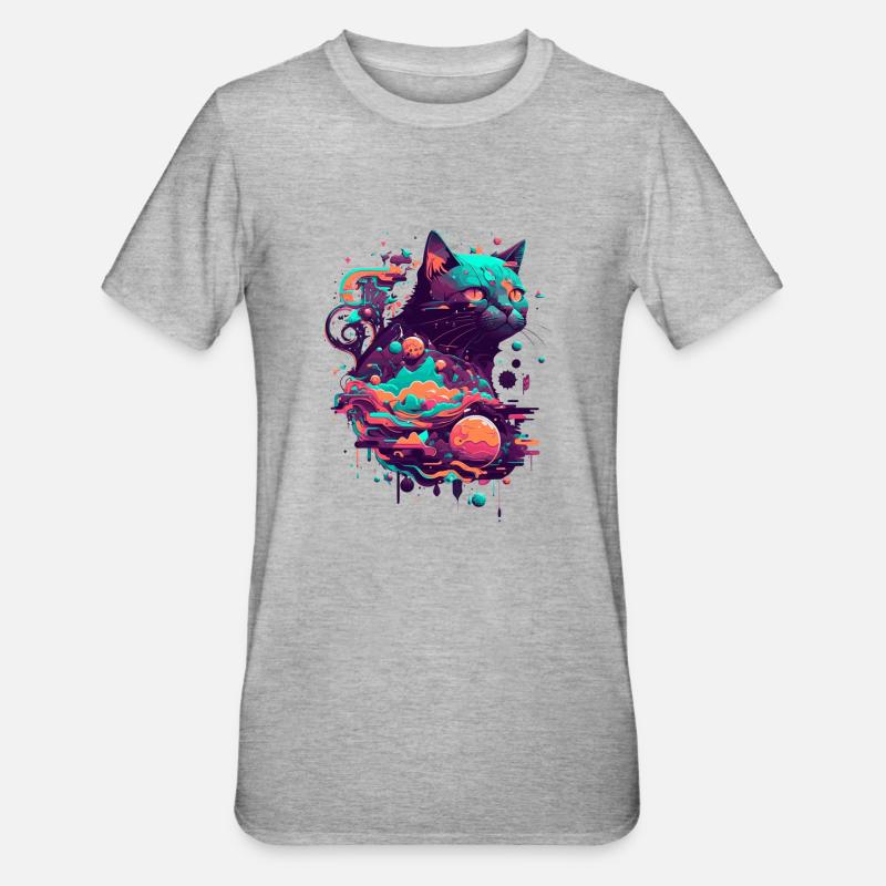 vector katze 2 0 - Unisex Polycotton T-Shirt - Grau meliert