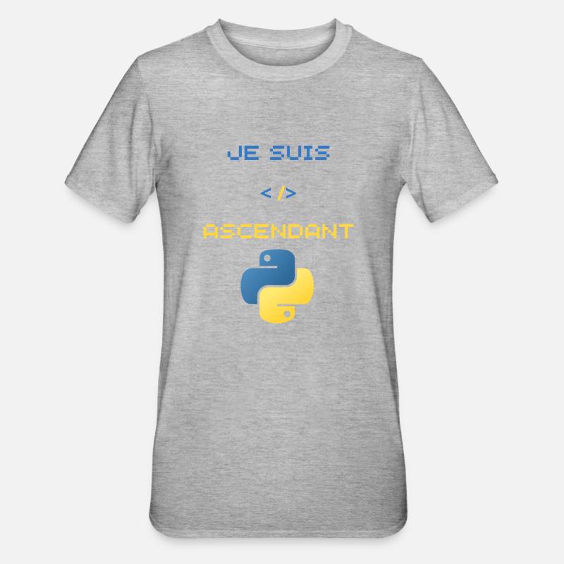 Geschenk für Python-Entwickler - Unisex Polycotton T-Shirt - Grau meliert