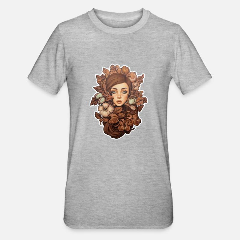 Fille frangée de fleurs - T-shirt polycoton Unisexe - gris chiné