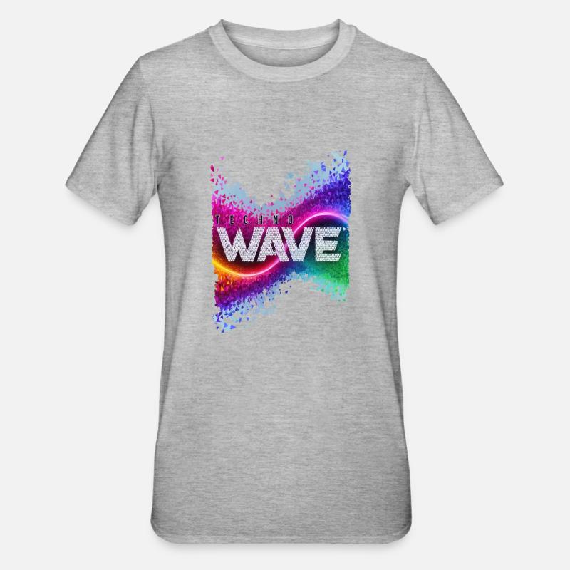 techno wave - Unisex Polycotton T-Shirt - Grau meliert