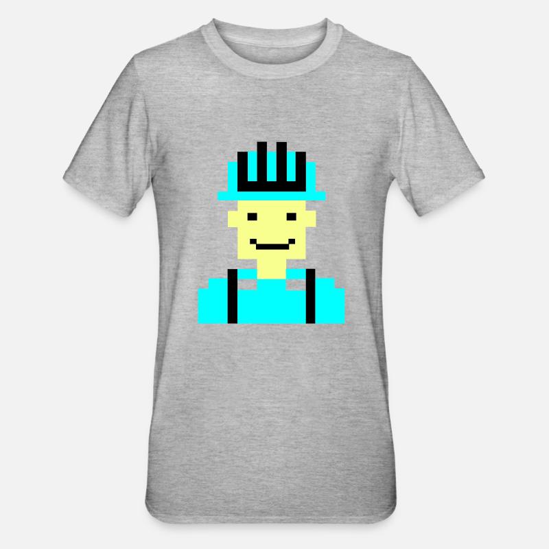 bauarbeiter pixel 01 - Unisex Polycotton T-Shirt - Grau meliert