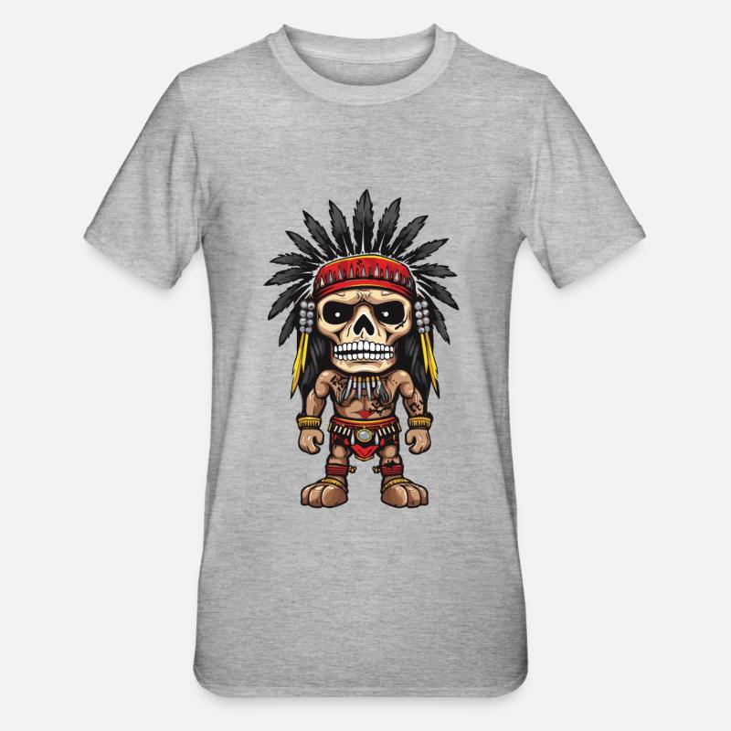 Apache Indian Skeleton - Unisex Polycotton T-Shirt - heather grey