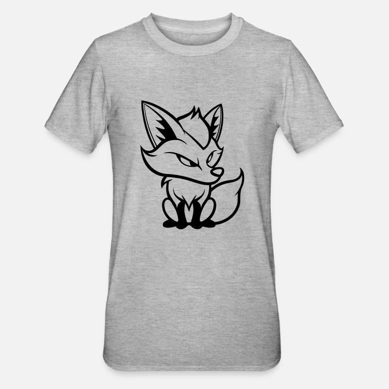 fuchs comic - Unisex Polycotton T-Shirt - Grau meliert