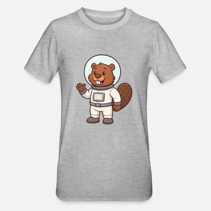biber astronaut comic - Unisex Polycotton T-Shirt - Grau meliert